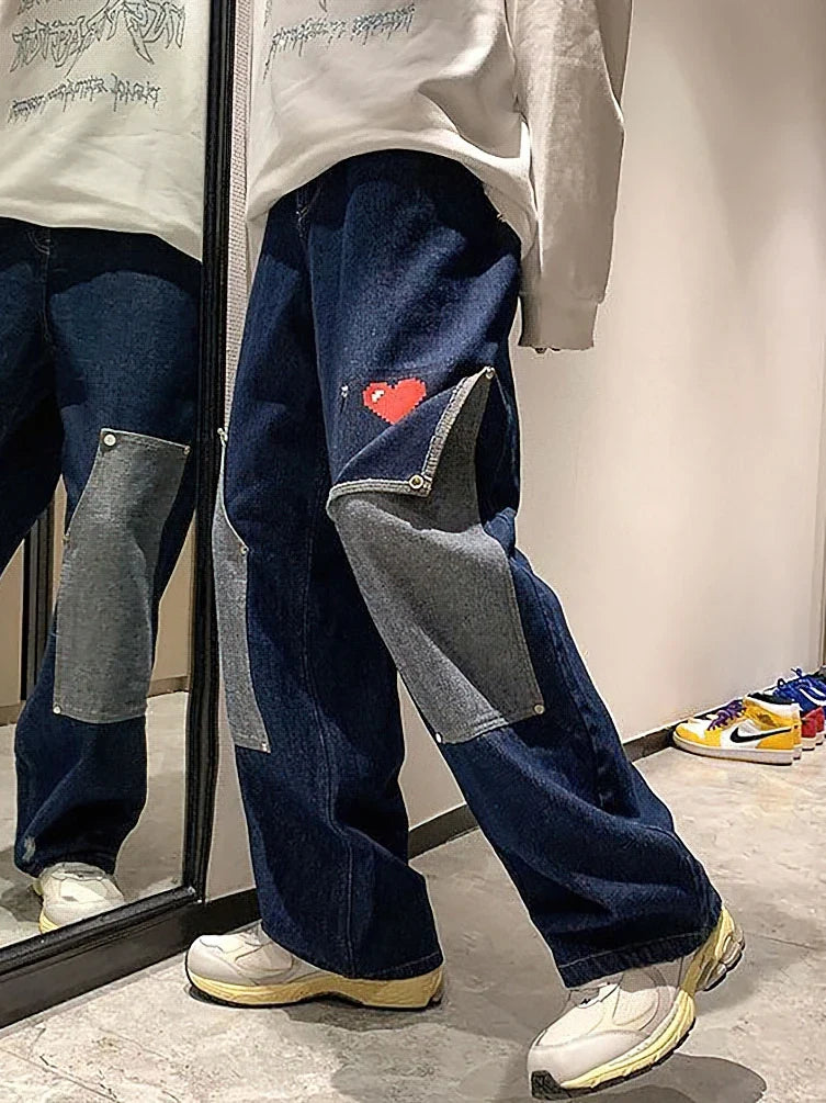Y2K Heart Detail Cargo Jeans