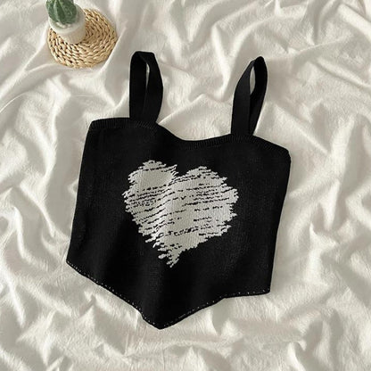 Y2K Heart Knitted Crop Top