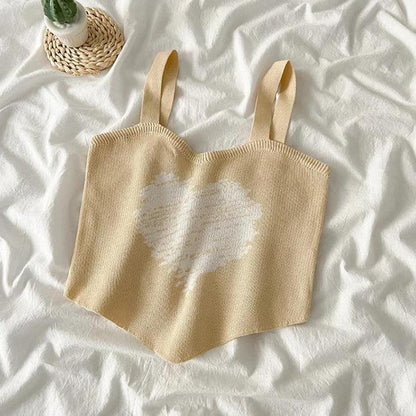 Y2K Heart Knitted Crop Top