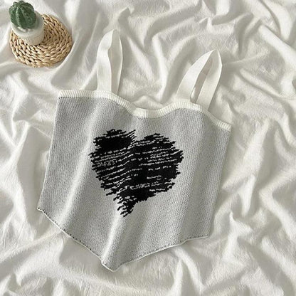 Y2K Heart Knitted Crop Top