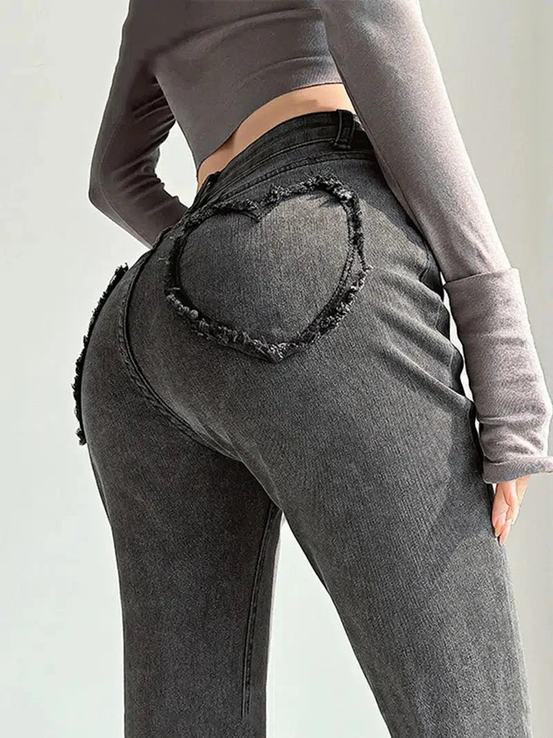 Y2K Heart Pocket Flare Jeans
