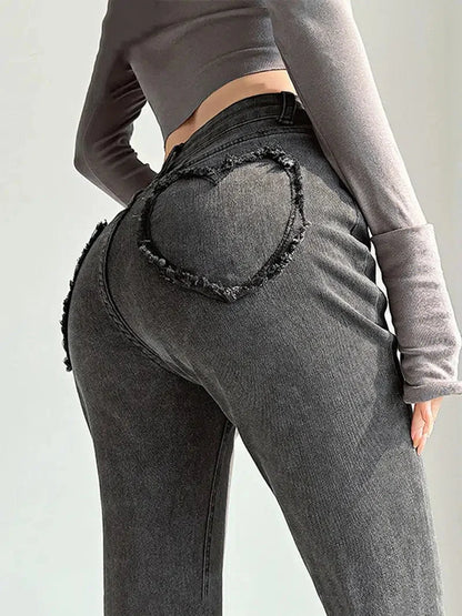 Y2K Heart Pocket Flare Jeans