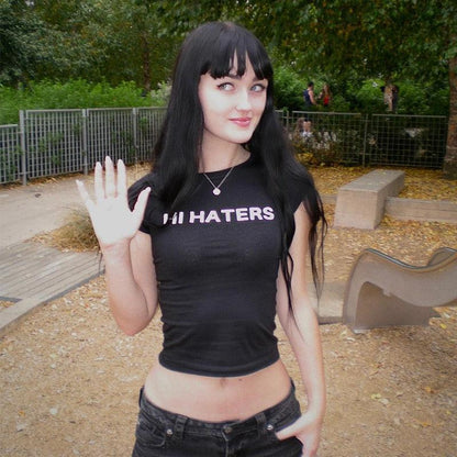 Y2K Hi & Bye Haters Crop Top