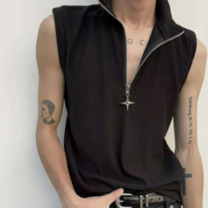 Y2K High Neck Zip Top
