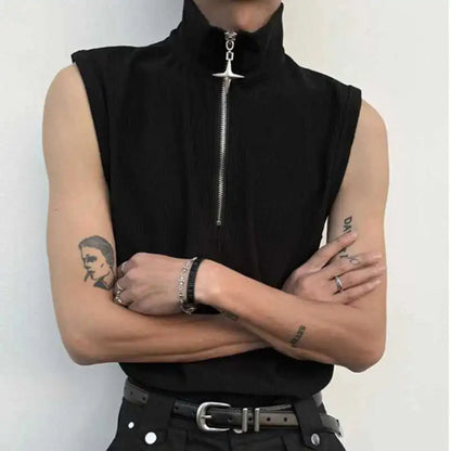 Y2K High Neck Zip Top