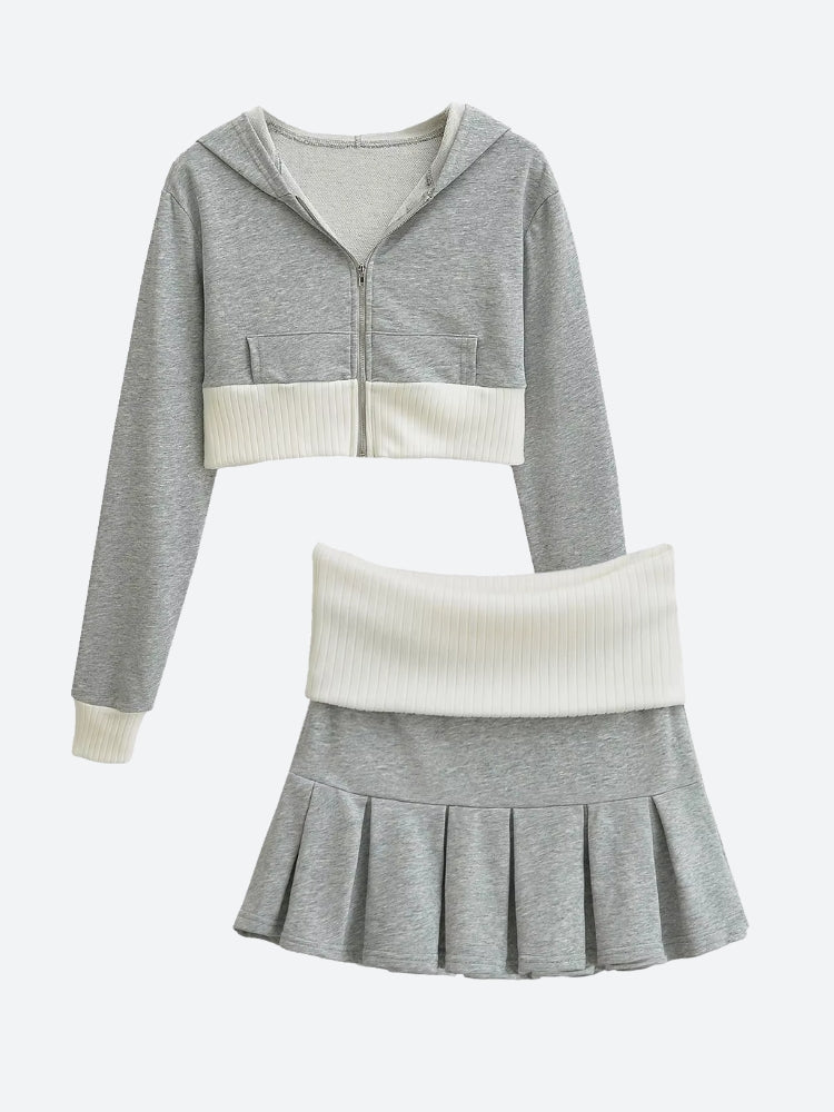 Y2K Hoodie & Mini Skirt Two Piece Set
