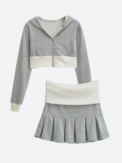 Y2K Hoodie & Mini Skirt Two Piece Set