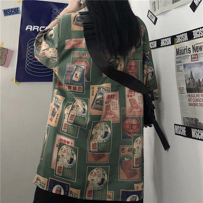 Y2K Japanese Print Shirt