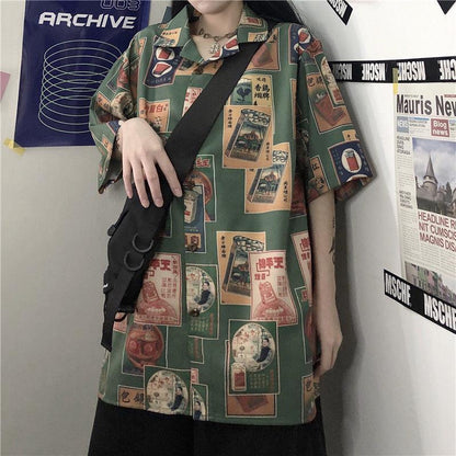 Y2K Japanese Print Shirt
