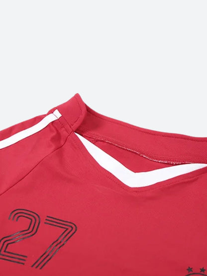 Y2K Jersey Top & Shorts Two Piece Set