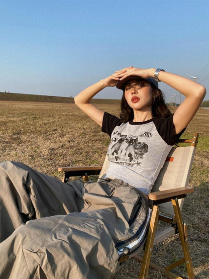 Y2K Kitty Crop Tee