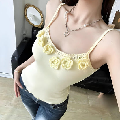 Y2K Knitted Flower Top