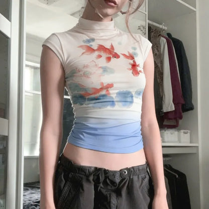 Y2K Koi Fish Top