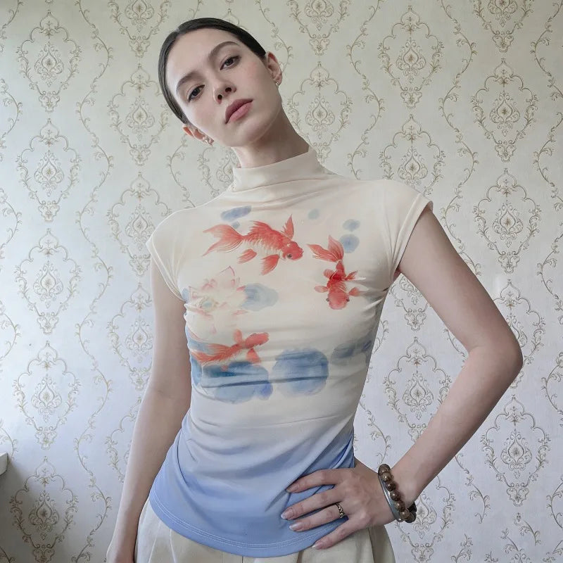 Y2K Koi Fish Top