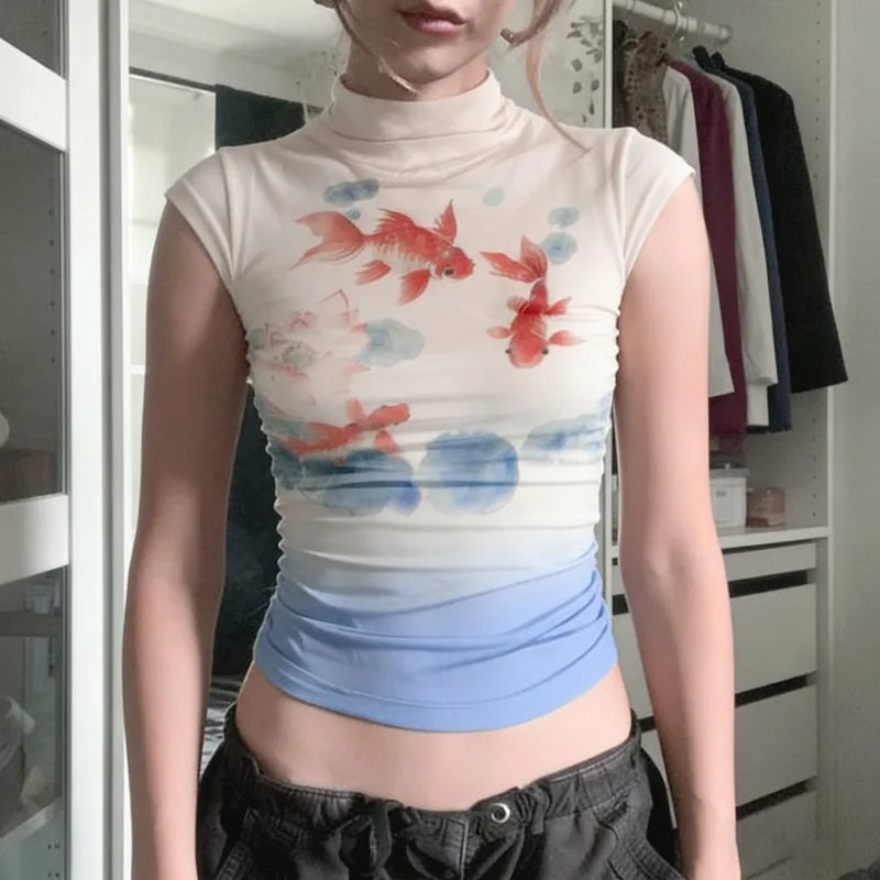 Y2K Koi Fish Top