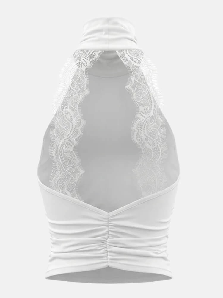 Y2K Lace Back Halter Top