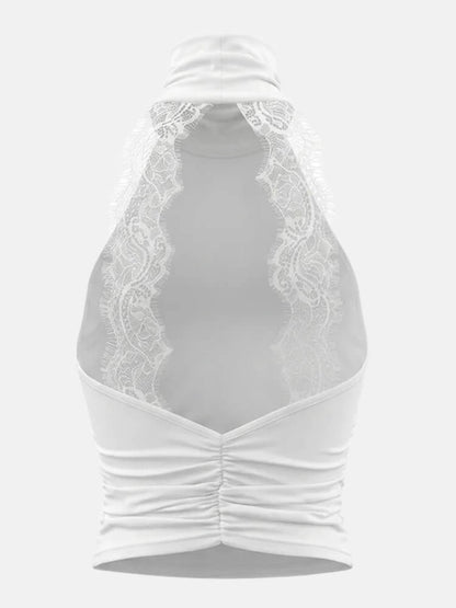 Y2K Lace Back Halter Top