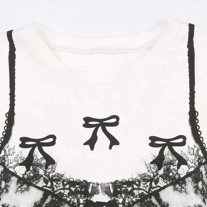 Y2K Lace Bra Baby Tee