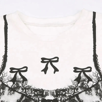 Y2K Lace Bra Baby Tee