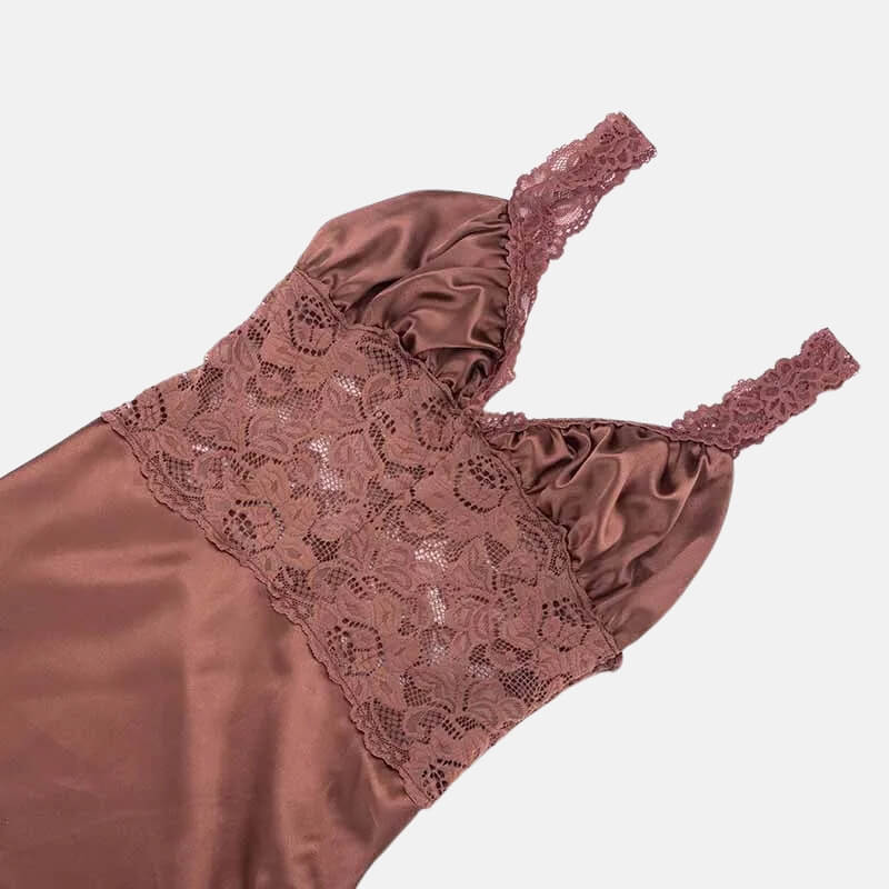 Y2K Lace Bust Satin Maxi Dress