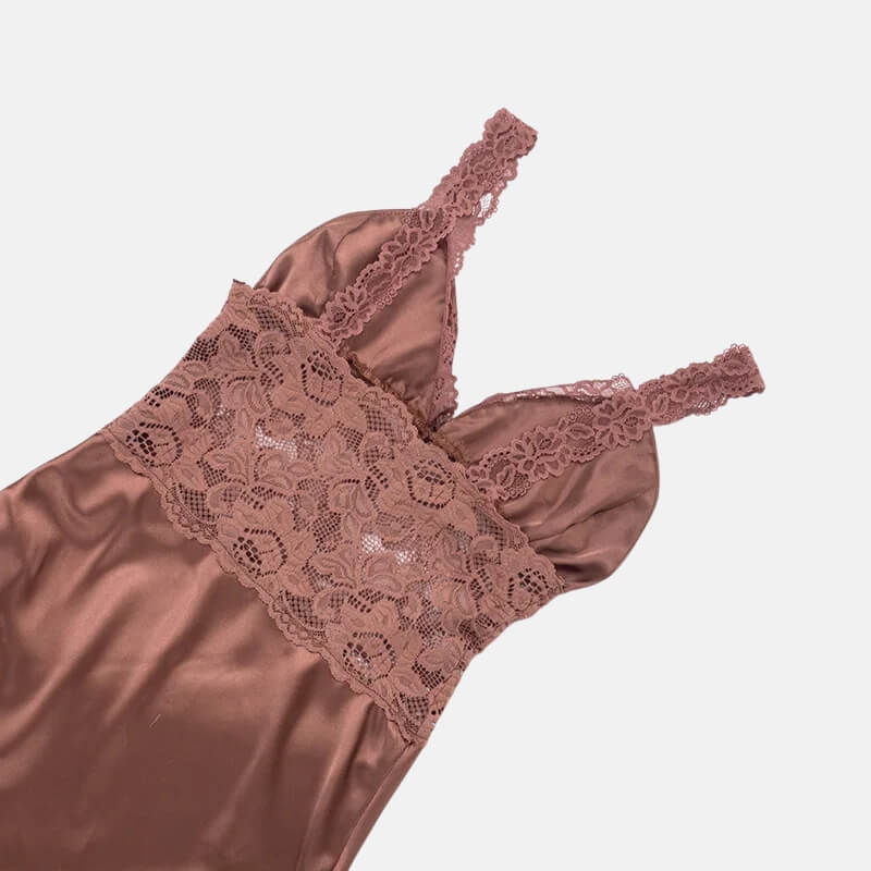 Y2K Lace Bust Satin Maxi Dress