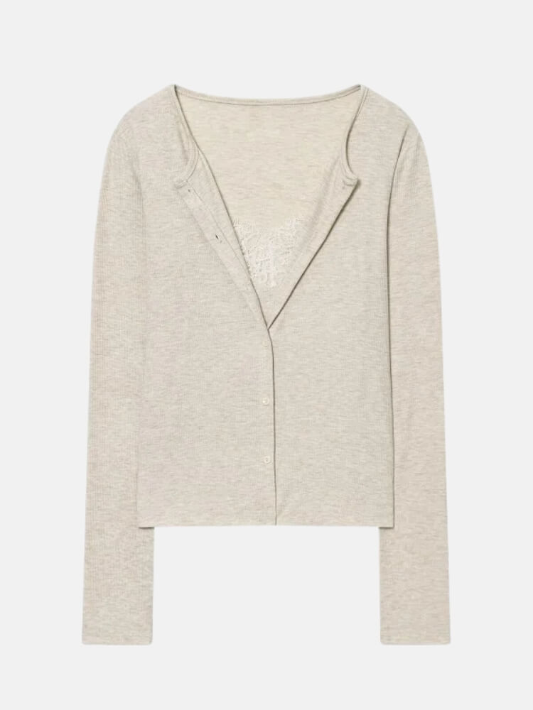 Y2K Lace Cardigan Top
