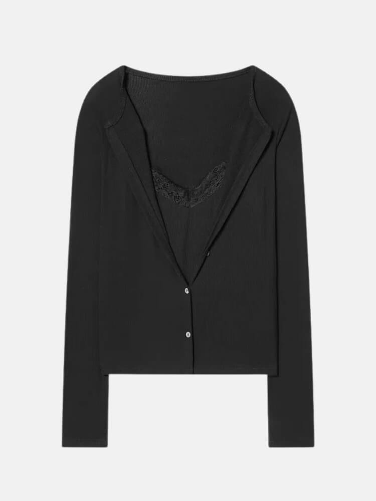Y2K Lace Cardigan Top
