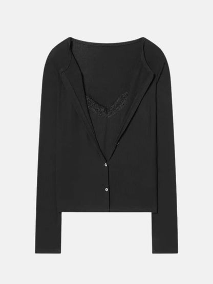 Y2K Lace Cardigan Top
