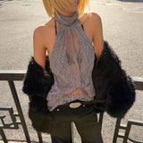 Lace Halter Top with Draped Design