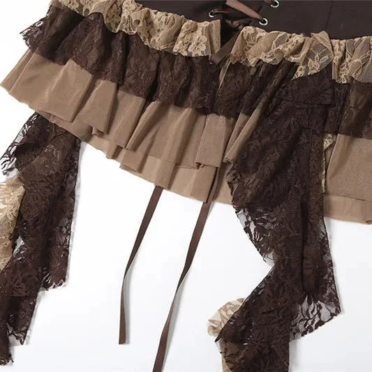 Y2K Lace Layered Mini Skirt