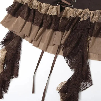 Y2K Lace Layered Mini Skirt