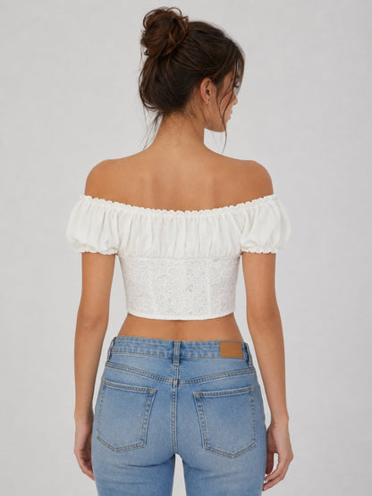 Y2K Lace Milkmaid Crop Top