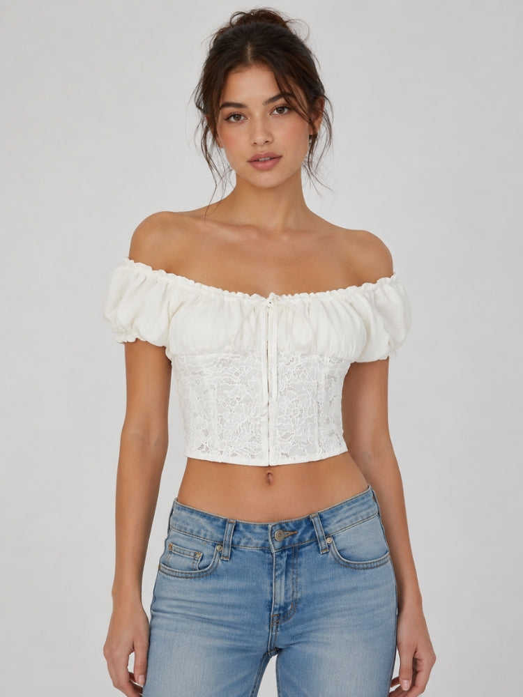Y2K Lace Milkmaid Crop Top