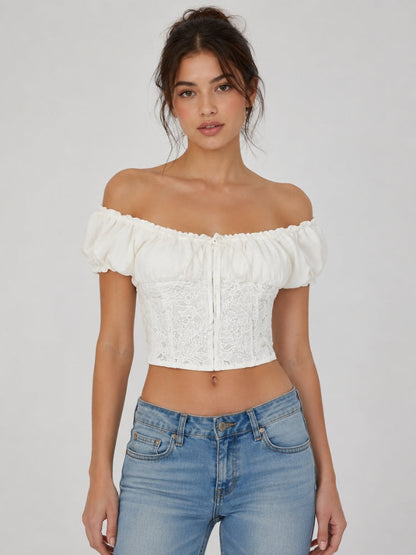 Y2K Lace Milkmaid Crop Top