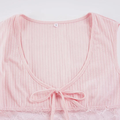 Y2K Lace Panel Tank Top