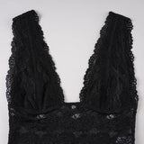 Lace Deep V-Neck Top