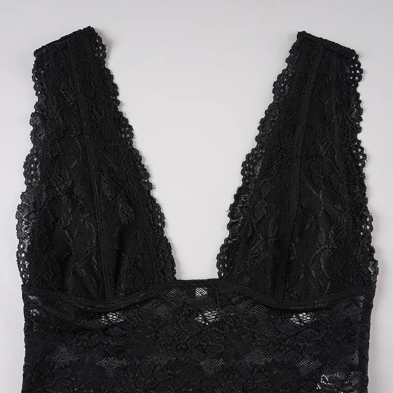 Y2K Lace Plunge Top