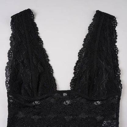 Y2K Lace Plunge Top