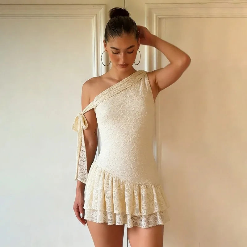 Y2K Lace Ruffle Mini Dress