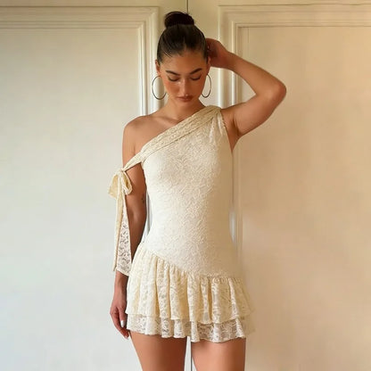 Y2K Lace Ruffle Mini Dress