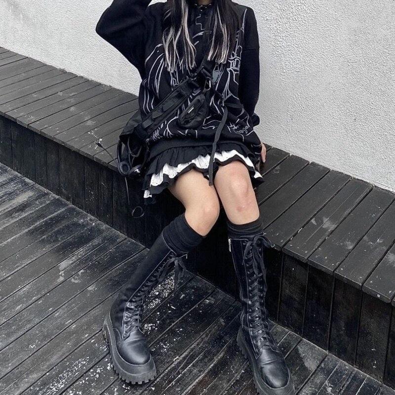 Y2K Lace Ruffle Mini Skirt