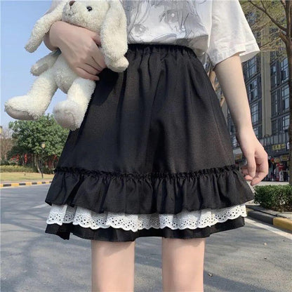 Y2K Lace Ruffle Mini Skirt