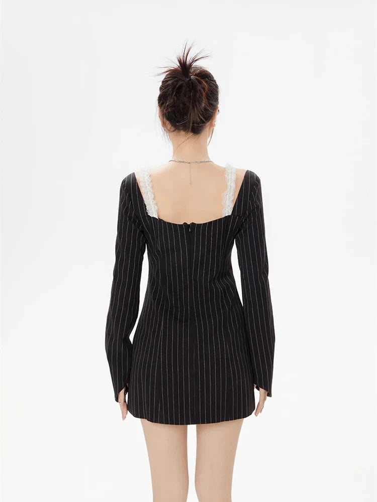 Y2K Lace Strap Bow Mini Dress