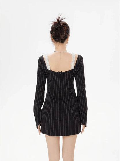 Y2K Lace Strap Bow Mini Dress