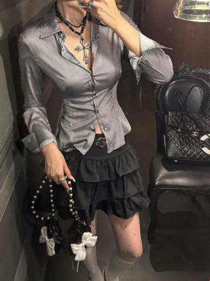 Y2K Lace Tie Back Shirt