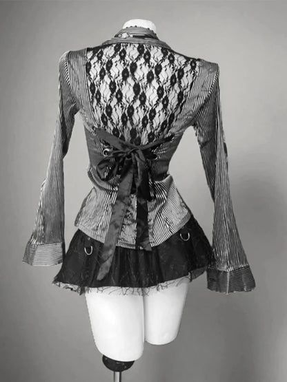 Y2K Lace Tie Back Shirt