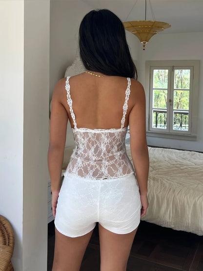 Y2K Lace Top & Shorts Set