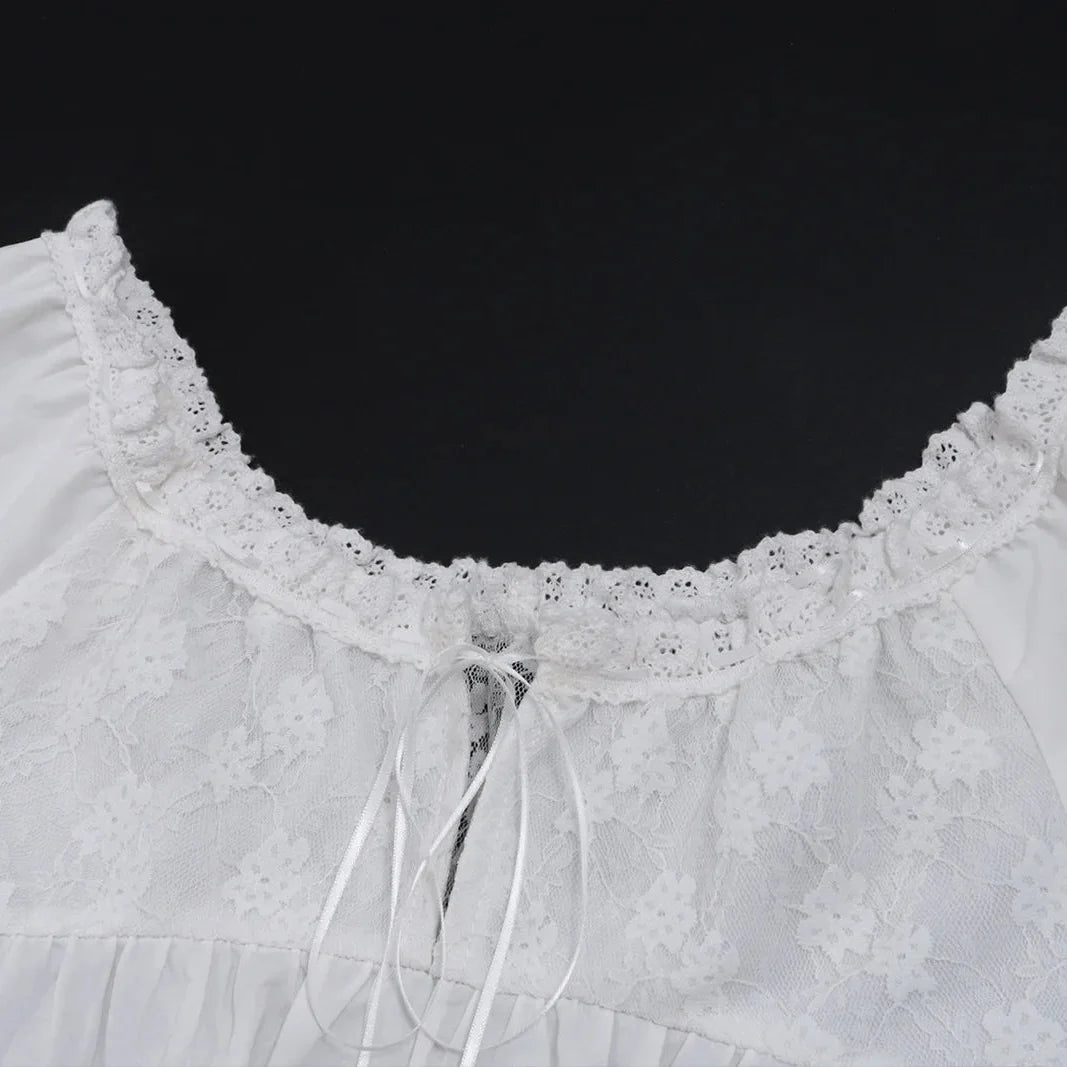 Y2K Lace Trim Babydoll Dress
