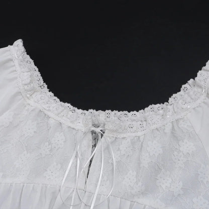 Y2K Lace Trim Babydoll Dress