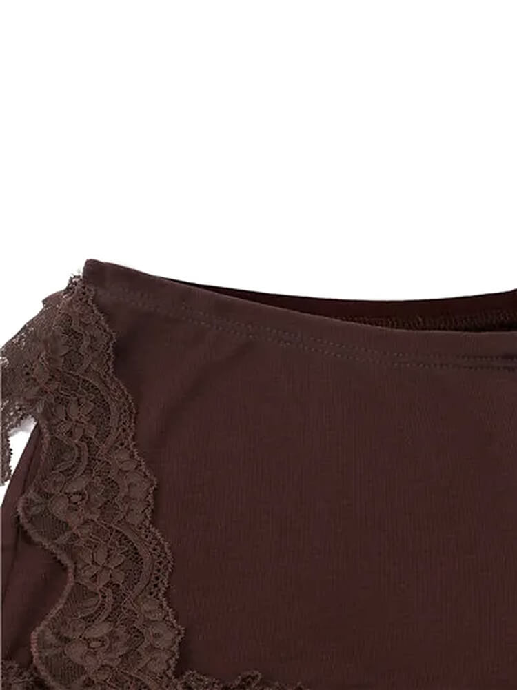 Y2K Lace Trim Bodysuit & Shorts Set
